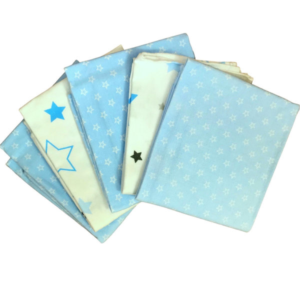 Babymajawelt® Baby Flanelltücher Sterne Blau - Spucktücher 70x80, 5er Pack