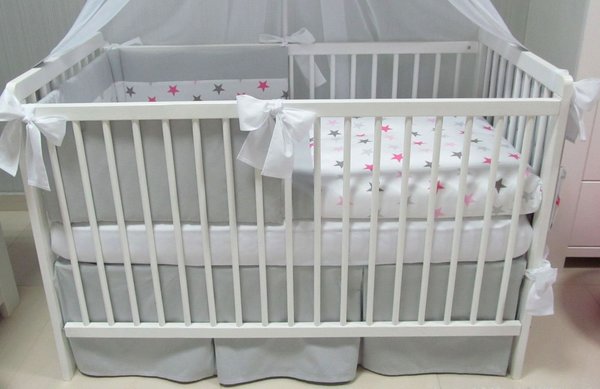 Babymajawelt® Bett Set 5tlg "BIG STARS" (sterne) Babybettwäsche 100x135 cm (rosa)