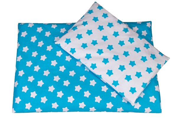 Babymajawelt® Baby Bettwäsche 2tlg. Lebkuchen Sterne 100x135+40x60cm - Wendebettwäsche (blau)
