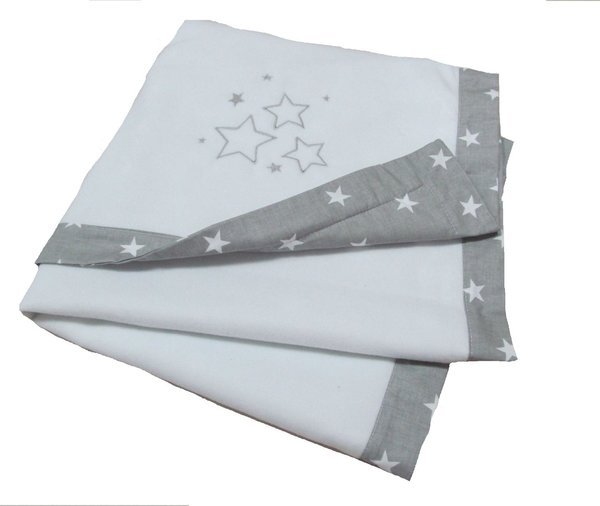 Babymajawelt® Kuscheldecke STARS - Fleece Babydecke Sterne, 75 x 100 cm (grau)