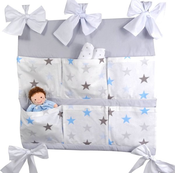Babymajawelt® Betttasche  BIG STAR 60x60cm für Kinderbett blau