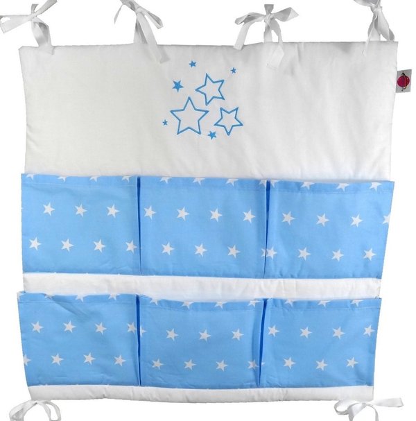 Babymajawelt® Baby Betttasche "STARS" 60x60cm für Kinderbett (blau)
