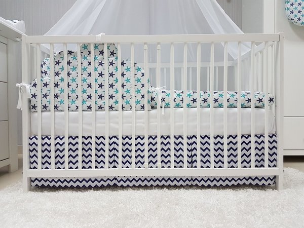 Babymajawelt® Bett Set Set 5tlg "SEESTERN" (Sterne) Babybettwäsche 100x135cm