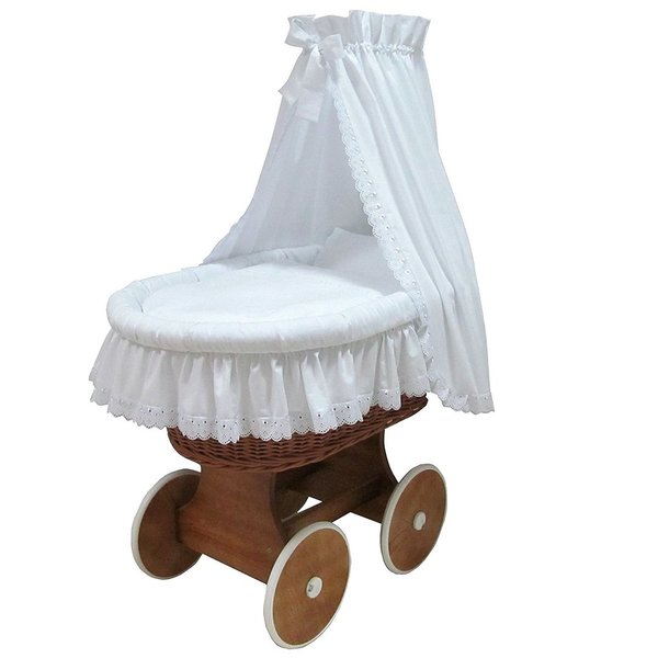 Babymajawelt® Stubenwagen Komplett Set "Romantic" - große Räder, natur