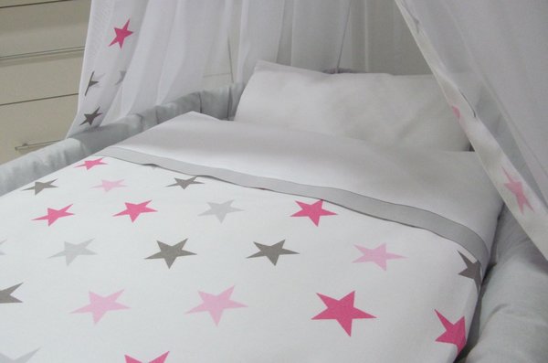 Babymajawelt® Stubenwagen Komplett Set "BIG STARS"  rosa
