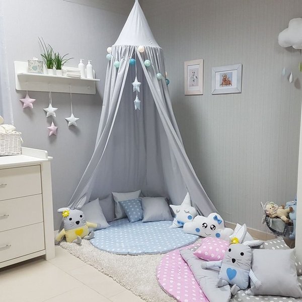 Babymajawelt® Betthimmel Baldachin Grau XXL Stars - Kinderzimmer Zelt zum Aufhängen, Kinder