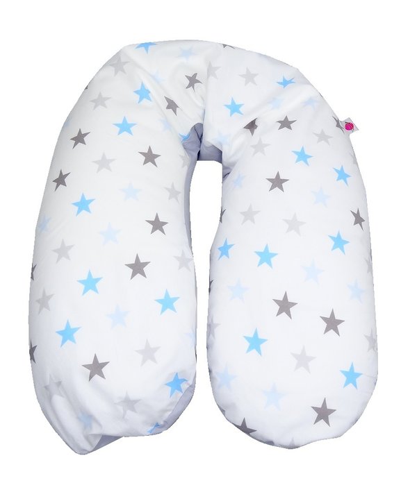 Babymajawelt® Stillkissen Perlenfüllung 190 cm "BIG STARS" blau