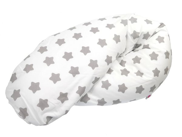 Babymajawelt® Stillkissen "Lebkuchen Sterne", EPS Microperlen, Schwangerschaftskissen 190 cm (grau)