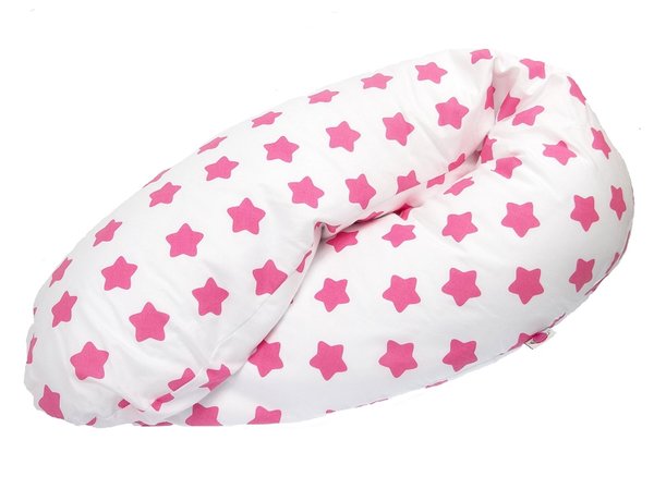 Babymajawelt® Stillkissen "Lebkuchen Sterne", EPS Microperlen, Schwangerschaftskissen 190 cm (rosa)