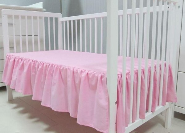 Babymajawelt® Bettvolant Betthusse Bettlaken für Babybett 70x140cm oder 60x120cm (rosa)