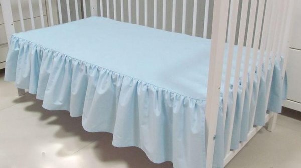 Babymajawelt® Bettvolant Betthusse Bettlaken für Babybett 70x140cm oder 60x120cm (blau)