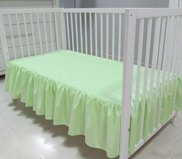Babymajawelt® Bettvolant Betthusse Bettlaken für Babybett 70x140cm oder 60x120cm (grün)