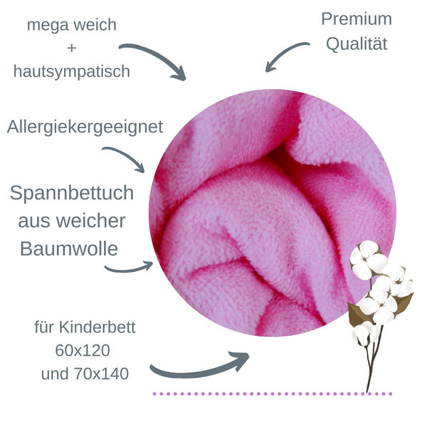 Babymajawelt® Premium Spannbetttuch Frottee 70x140cm - 60x120cm  (rosa)