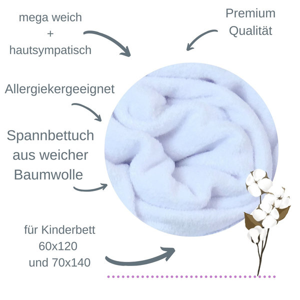 Babymajawelt® Premium Spannbetttuch Frottee 70x140cm - 60x120cm (weiss)