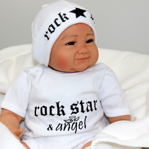 Babymajawelt®  Baby Mütze ROCK STAR weiss