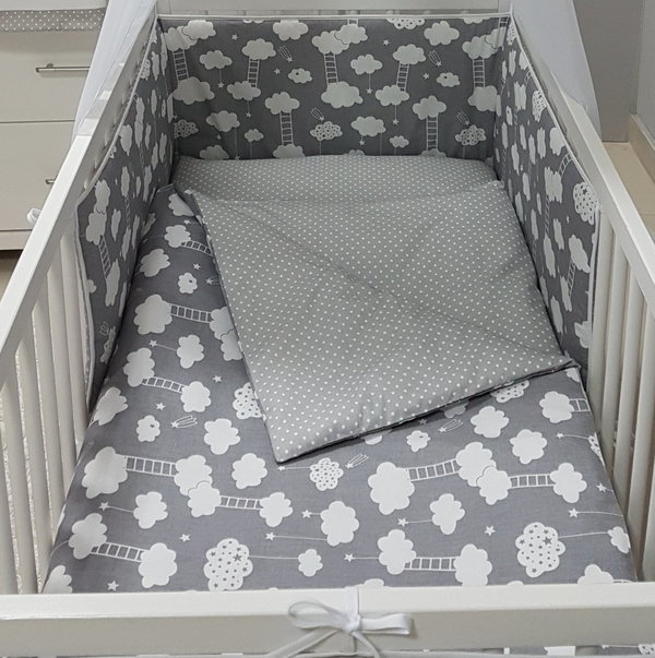 Babymajawelt® Baby Bett Set BiG Dream 5tlg  Bett Set 100x135 VOILE grau