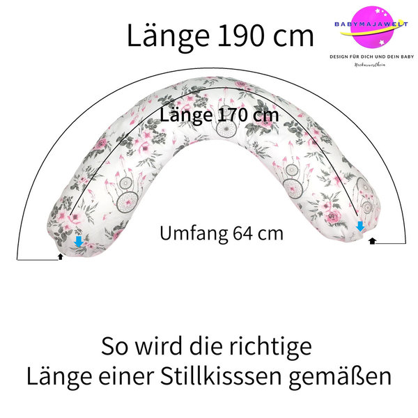 Babymajawelt® Stillkissen mit Perlenfüllung "BiG Dream" 190cm rosa