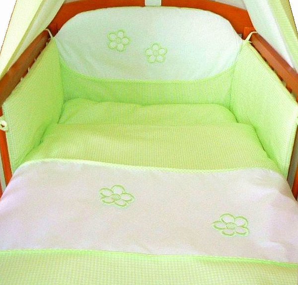 Babymajawelt® Baby Bettwäsche 2tlg. Blume grün 100x135cm+40x60cm