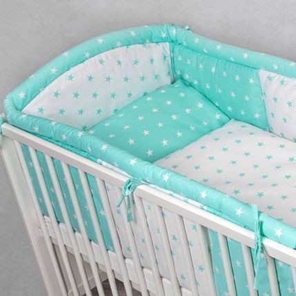 Babymajawelt® Baby Bett SET "LONG" 3tlg- Bett Set 100x135 Mint