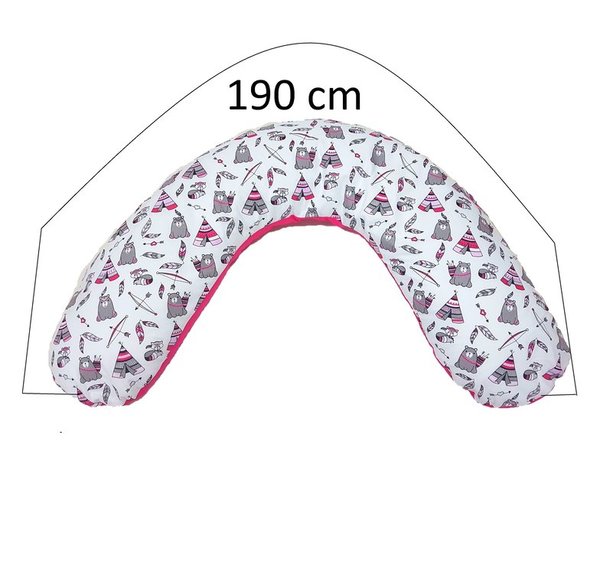 Babymajawelt® Stillkissen Perlenfüllung "TiPi" 190 cm pink