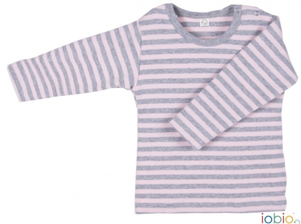 iobio Baby-T-shirt 1/1 Interlock Streifen rosa/grau
