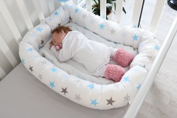 Babymajawelt® Bett Nestchen Schlange BIG STARS blau