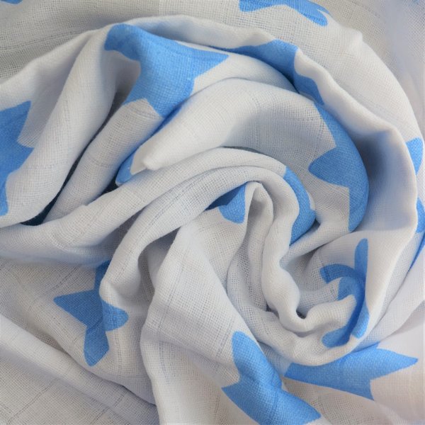 Babymajawelt® Mulltücher "Lebkuchen Stars" 80x80 cm 3er Pack blau