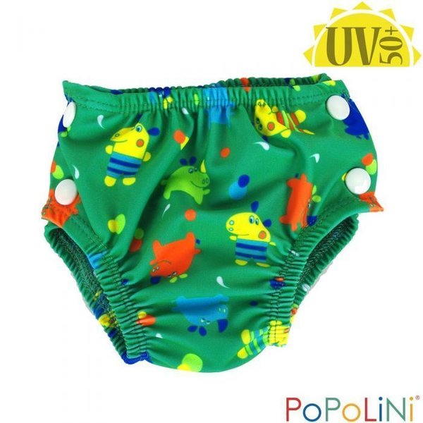 UV-Schutz Windelhose Schwimmwindel zum Knöpfen UV50+, Badewindel mitwachsend, Hippo Splash grün