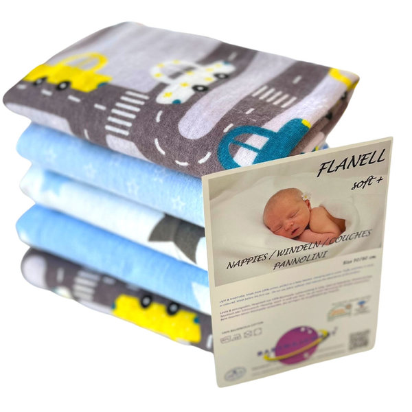 Babymajawelt® Molton Flanelltücher 70x80 - 5er Pack Junge