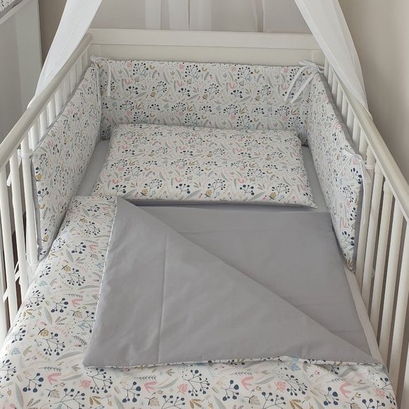 Babymajawelt® Baby Bett Set "Vogelbeere" 4tlg, 100x135 VOILE