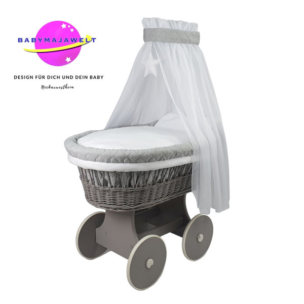 Babymajawelt® Stubenwagen Komplett Set Stepp /grau