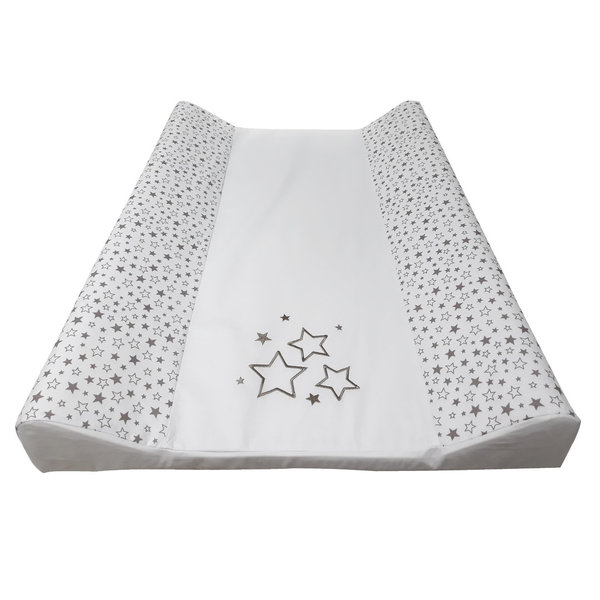 Babymajawelt® Wickeltischauflage - 2 Keil Mulde 50x70 cm + Baumwollbezug, Sterne weiss