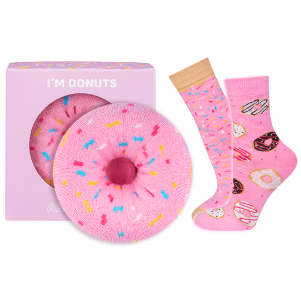 Damen Socken "Donut" rosa Im Box -Geschenk  Idee