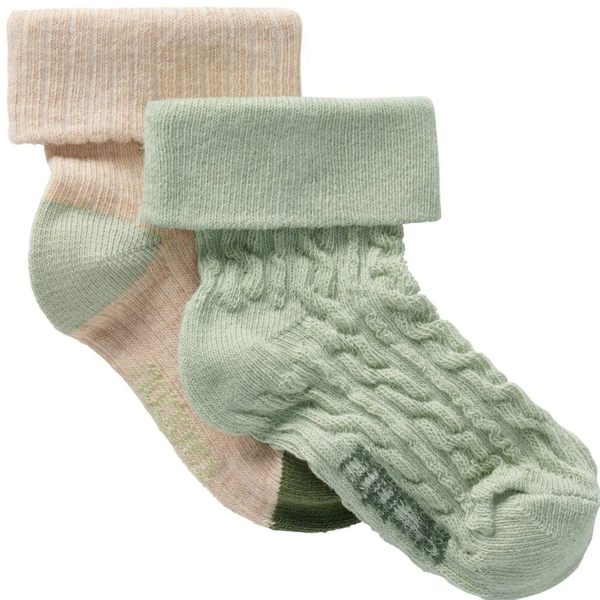 Baby Socken 2 Paar grün-beige