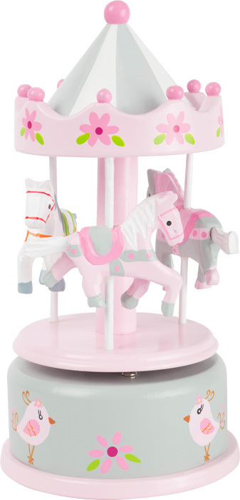Spieluhr Pferdekarussell rosa-grau