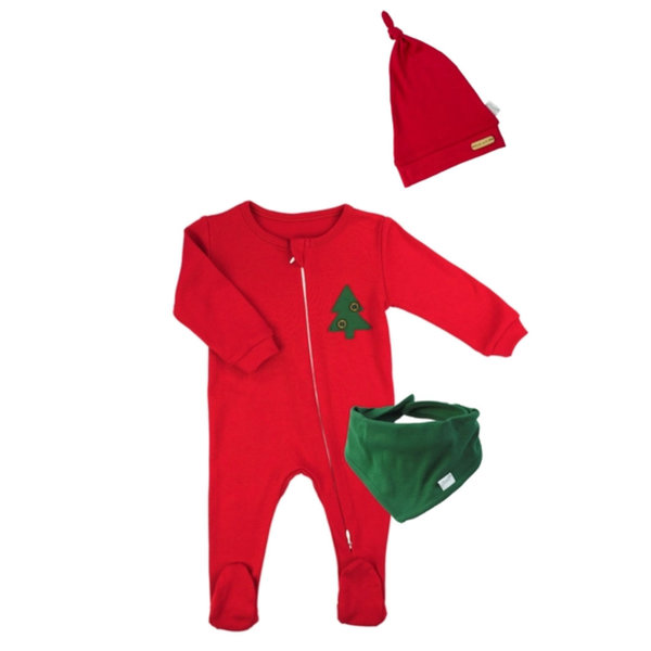 Erstausstattungspaket Baby Weihnachts Bekleidung Set, Geschenk Set, Xmas 3 Teile rot/grün, 56-74