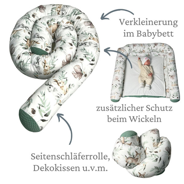 Babymajawelt® Bett Nestchen Schlange Reh