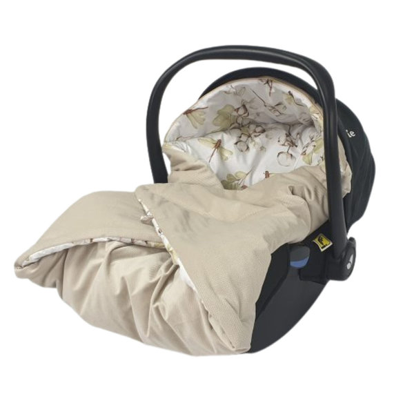 Babymajawelt® Fußsack Velvet Cotton beige - Multifunktionsdecke
