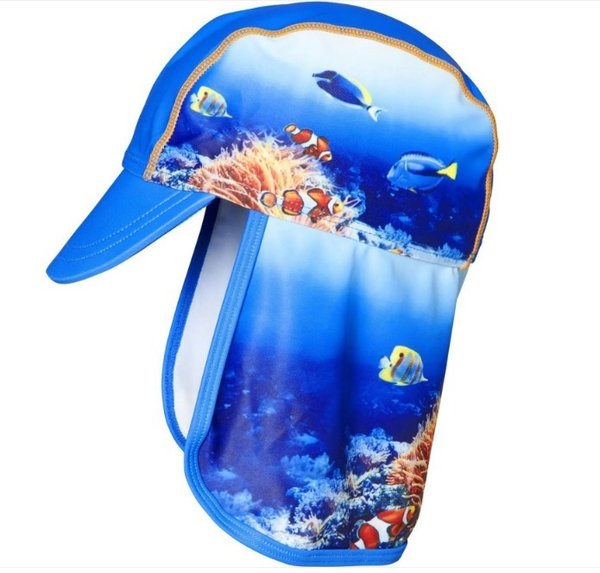 UV-Schutz Bade Mütze Wasserwelt, blau